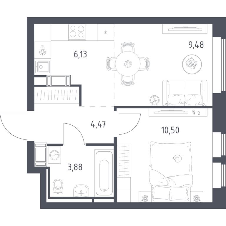 Apartment Sale, 34.46平方米 at Bolshoe Putilkovo, Prostornaya ulitsa, 1, Putilkovo Village, Krasnogorsk City District, Moscow Region, Russia #1