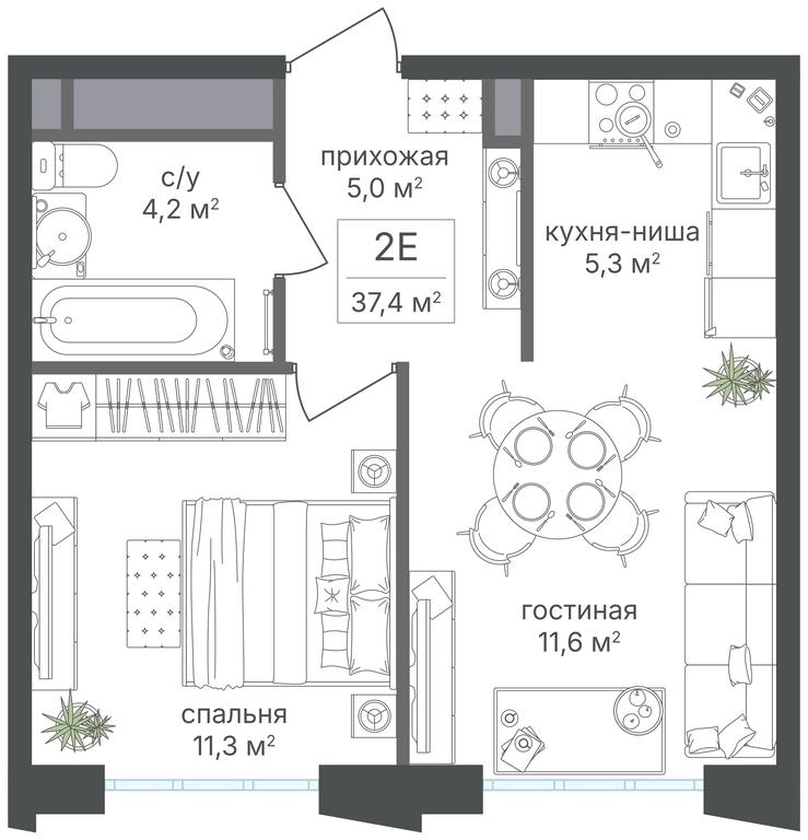 1-BD Apartment Sale, 37.4 sq. m. at Mikhalkovskiy, Mikhalkovskaya Street, 48, Moscow, Russia #1