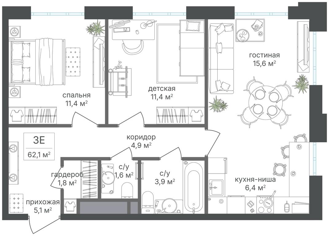 2-BD Apartment Sale, 62.1 sq. m. at Mikhalkovskiy, Mikhalkovskaya Street, 48, Moscow, Russia #1 2-BD Apartment Sale, 62.1 sq. m. at Mikhalkovskiy, Mikhalkovskaya Street, 48, Moscow, Russia #1