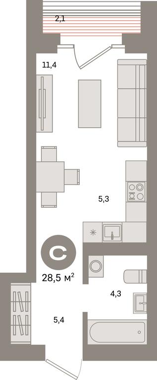 Apartment Sale, 28.5 sq. m. at Kvartal Metronom, Tagilskaya Street, Moscow, Russia #1
