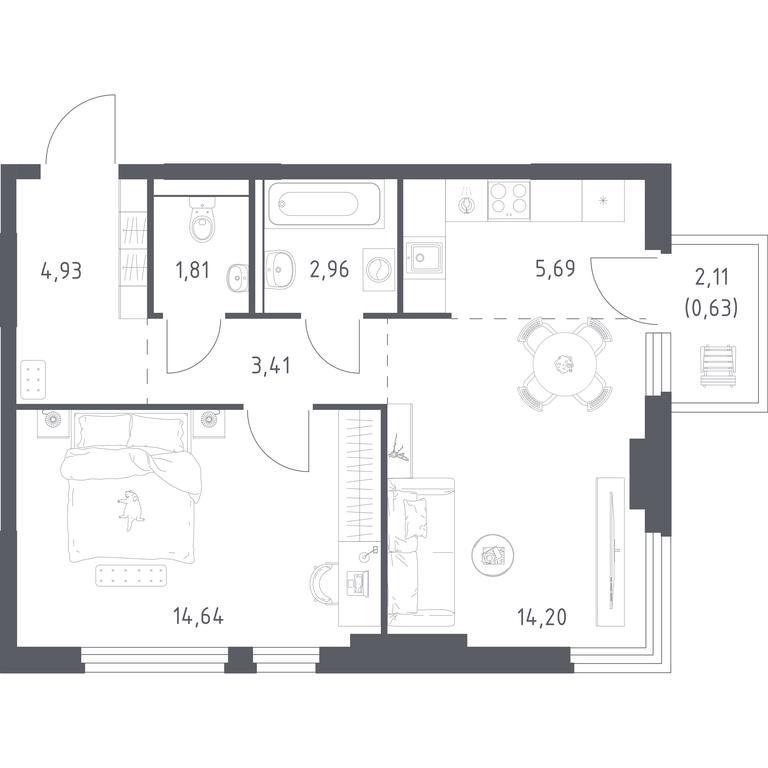 Apartment Sale, 48.27 sq. m. at Prigorod Lesnoe, Molodyozhny bulvar, 6, derevnya Misaylovo, Leninskiy City District, Moscow Region, Russia #1 Apartment Sale, 48.27 sq. m. at Prigorod Lesnoe, Molodyozhny bulvar, 6, derevnya Misaylovo, Leninskiy City District, Moscow Region, Russia #1