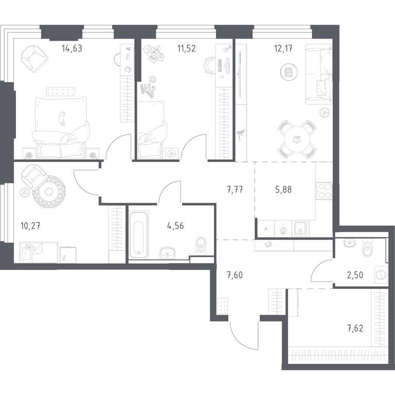 2-BD Apartment Sale, 84.52 sq. m. at Prigorod Lesnoe, Molodyozhny bulvar, 6, derevnya Misaylovo, Leninskiy City District, Moscow Region, Russia #1 2-BD Apartment Sale, 84.52 sq. m. at Prigorod Lesnoe, Molodyozhny bulvar, 6, derevnya Misaylovo, Leninskiy City District, Moscow Region, Russia #1