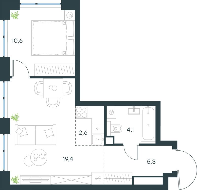 1-BD Apartment Sale, 42 sq. m. at Level Michurinskiy, Озёрная улица, вл1, Москва, Россия #1 1-BD Apartment Sale, 42 sq. m. at Level Michurinskiy, Озёрная улица, вл1, Москва, Россия #1