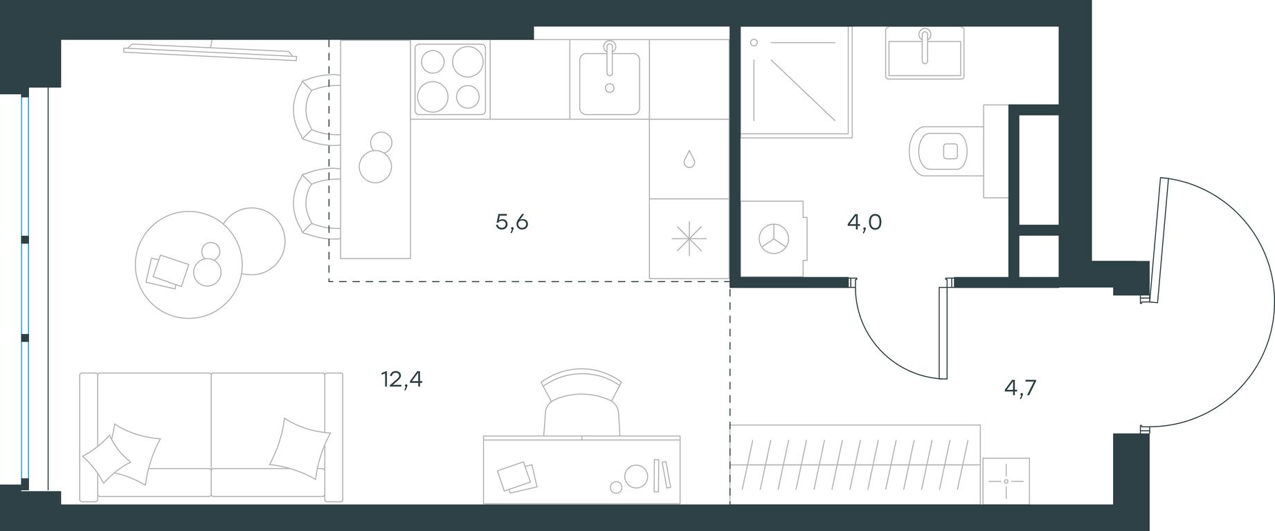 Apartment Sale, 26.7平方米 at Level Michurinskiy, Озёрная улица, вл1, Москва, Россия #1
