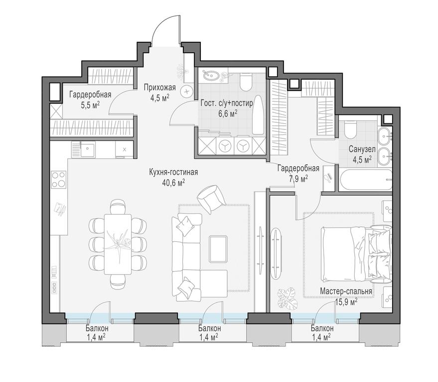 1-BD Apartment Sale, 86.7 sq. m. at Tishinskiy bulvar, Gruzinsky Val Street, 10, Moscow, Russia #1 1-BD Apartment Sale, 86.7 sq. m. at Tishinskiy bulvar, Gruzinsky Val Street, 10, Moscow, Russia #1