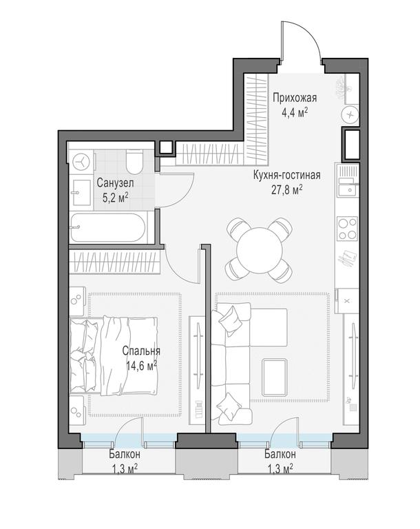 1-BD Apartment Sale, 53.4 sq. m. at Tishinskiy bulvar, Gruzinsky Val Street, 10, Moscow, Russia #1 1-BD Apartment Sale, 53.4 sq. m. at Tishinskiy bulvar, Gruzinsky Val Street, 10, Moscow, Russia #1