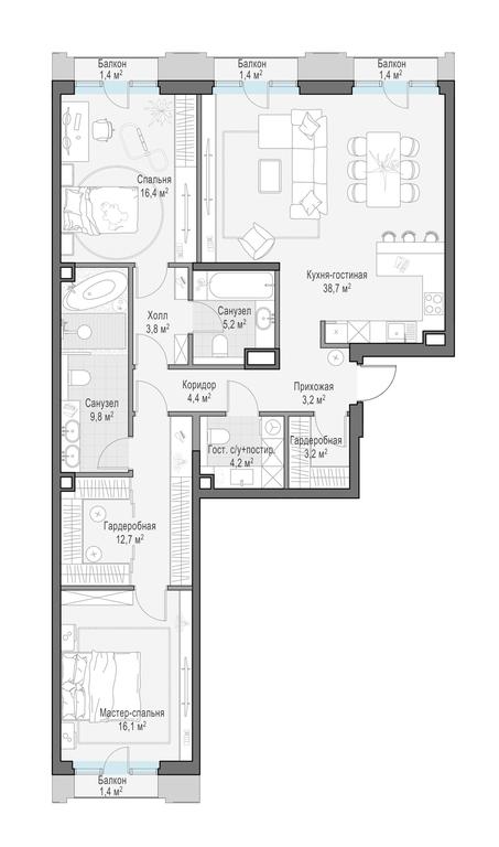 2-BD Apartment Sale, 121.3平方米 at Tishinskiy bulvar, Gruzinsky Val Street, 10, Moscow, Russia #1 2-BD Apartment Sale, 121.3平方米 at Tishinskiy bulvar, Gruzinsky Val Street, 10, Moscow, Russia #1