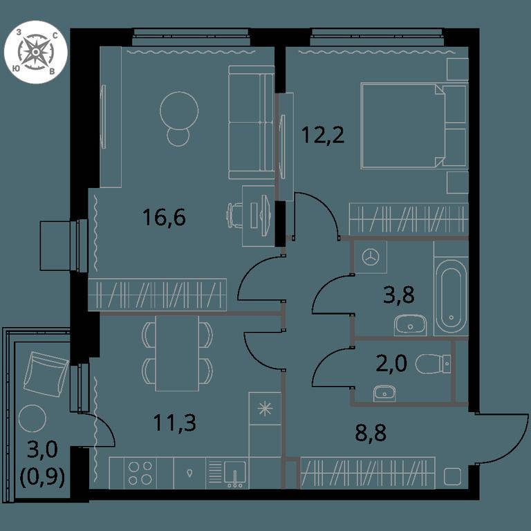 2-BD Apartment Sale, 55.6 sq. m. at Pervy Donskoj, zhiloy mikrorayon Sapronovo, derevnya Sapronovo, Leninskiy City District, Moscow Region, Russia #1 2-BD Apartment Sale, 55.6 sq. m. at Pervy Donskoj, zhiloy mikrorayon Sapronovo, derevnya Sapronovo, Leninskiy City District, Moscow Region, Russia #1