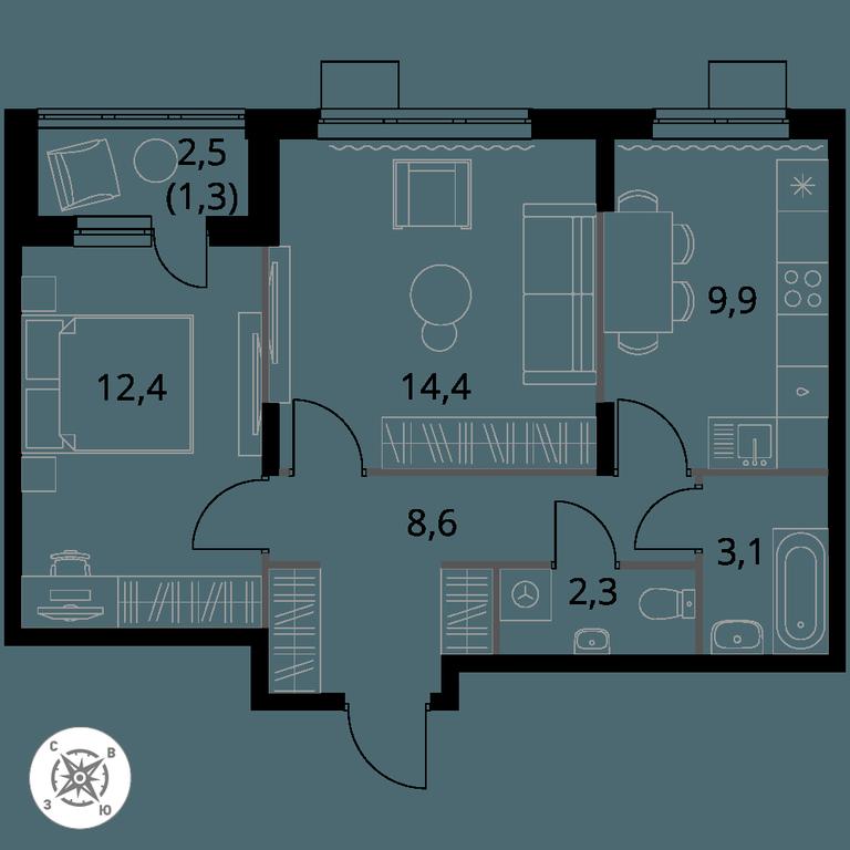 2-BD Apartment Sale, 52平方米 at Pervy Donskoj, zhiloy mikrorayon Sapronovo, derevnya Sapronovo, Leninskiy City District, Moscow Region, Russia #1 2-BD Apartment Sale, 52平方米 at Pervy Donskoj, zhiloy mikrorayon Sapronovo, derevnya Sapronovo, Leninskiy City District, Moscow Region, Russia #1