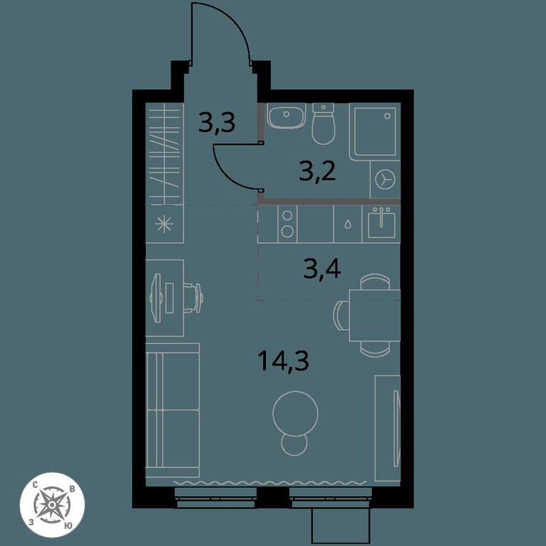 Apartment Sale, 24.2 sq. m. at Pervy Donskoj, zhiloy mikrorayon Sapronovo, derevnya Sapronovo, Leninskiy City District, Moscow Region, Russia #1 Apartment Sale, 24.2 sq. m. at Pervy Donskoj, zhiloy mikrorayon Sapronovo, derevnya Sapronovo, Leninskiy City District, Moscow Region, Russia #1