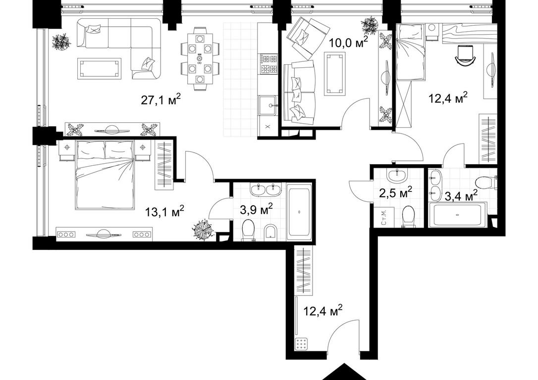 Продажа 3-комн. квартиры, 85,12 м² в ЖК «Казакова, 7 (Kazakov Grand Loft)», улица Казакова, 7с1, Москва, Россия #1 Продажа 3-комн. квартиры, 85,12 м² в ЖК «Казакова, 7 (Kazakov Grand Loft)», улица Казакова, 7с1, Москва, Россия #1