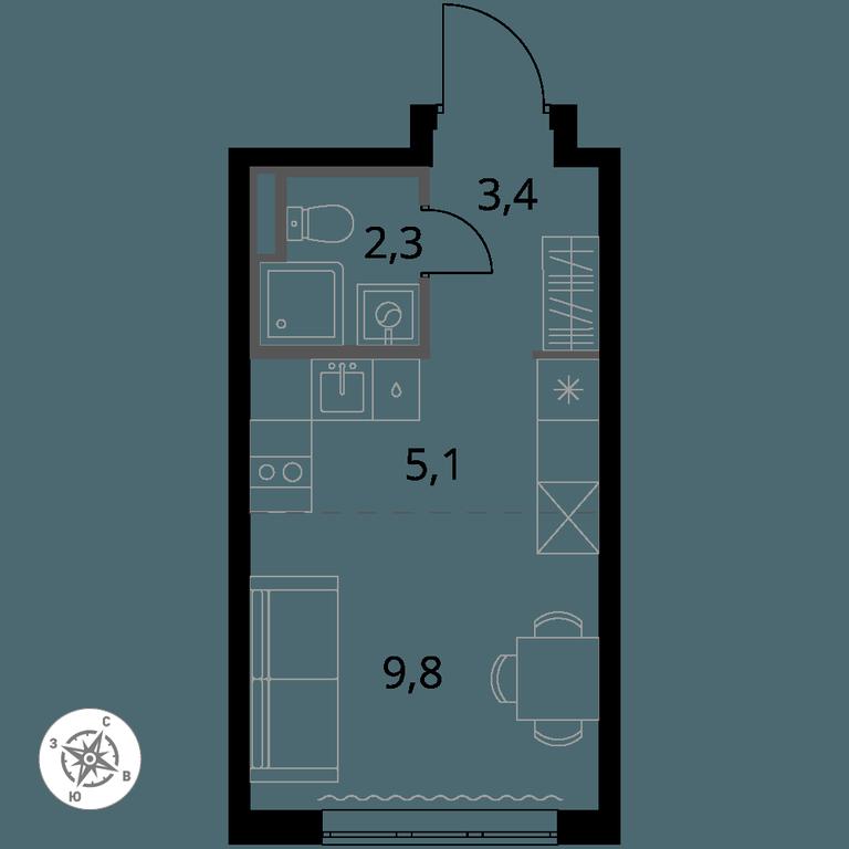 Apartment Sale, 20.6 sq. m. at Pervy Donskoj, zhiloy mikrorayon Sapronovo, derevnya Sapronovo, Leninskiy City District, Moscow Region, Russia #1