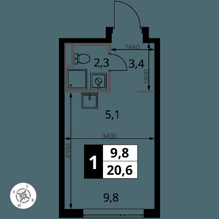 Apartment Sale, 20.6 sq. m. at Pervy Donskoj, zhiloy mikrorayon Sapronovo, derevnya Sapronovo, Leninskiy City District, Moscow Region, Russia #2