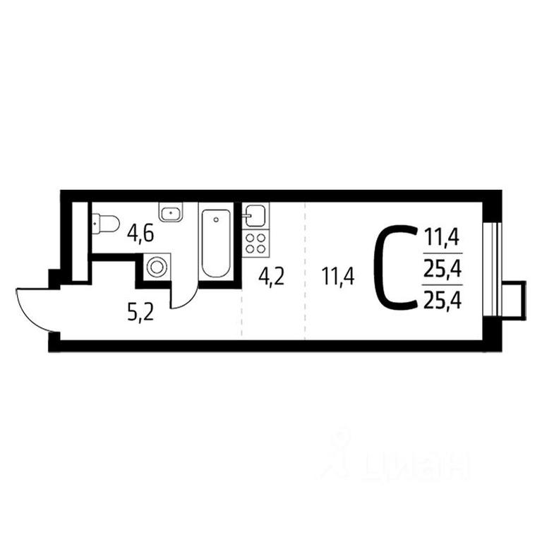 Apartment Sale, 25.4平方米 at Novye Vatutinki, mkr Tsentralny, 2nd Novovatutinskaya Street, Desyonovskoye Settlement, Moscow, Russia #1