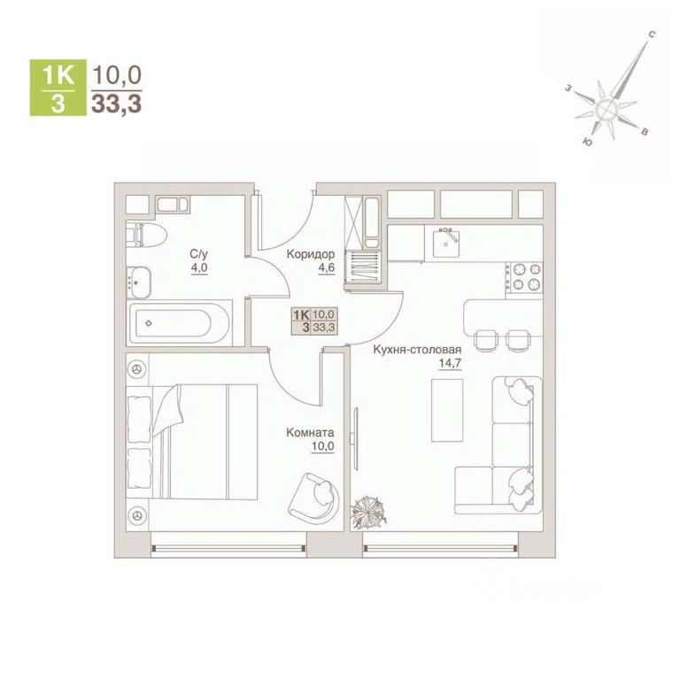 Apartment Sale, 33.3平方米 at Apart-kompleks VLIuBERTsY, 8 Marta Street, Lyubertsy, Moscow Region, Russia #1