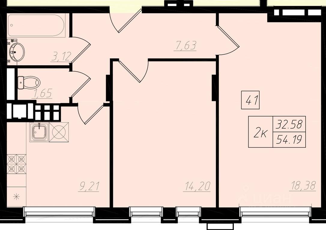 1-BD Apartment Sale, 54.1平方米 at Bristol, Shekspira Street, Moskovskiy Settlement, Moscow, Russia #1