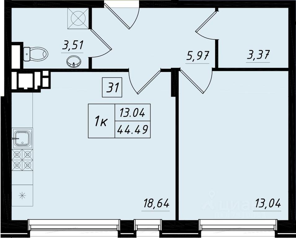 Apartment Sale, 44.5 sq. m. at Bristol, Shekspira Street, Moskovskiy Settlement, Moscow, Russia #1