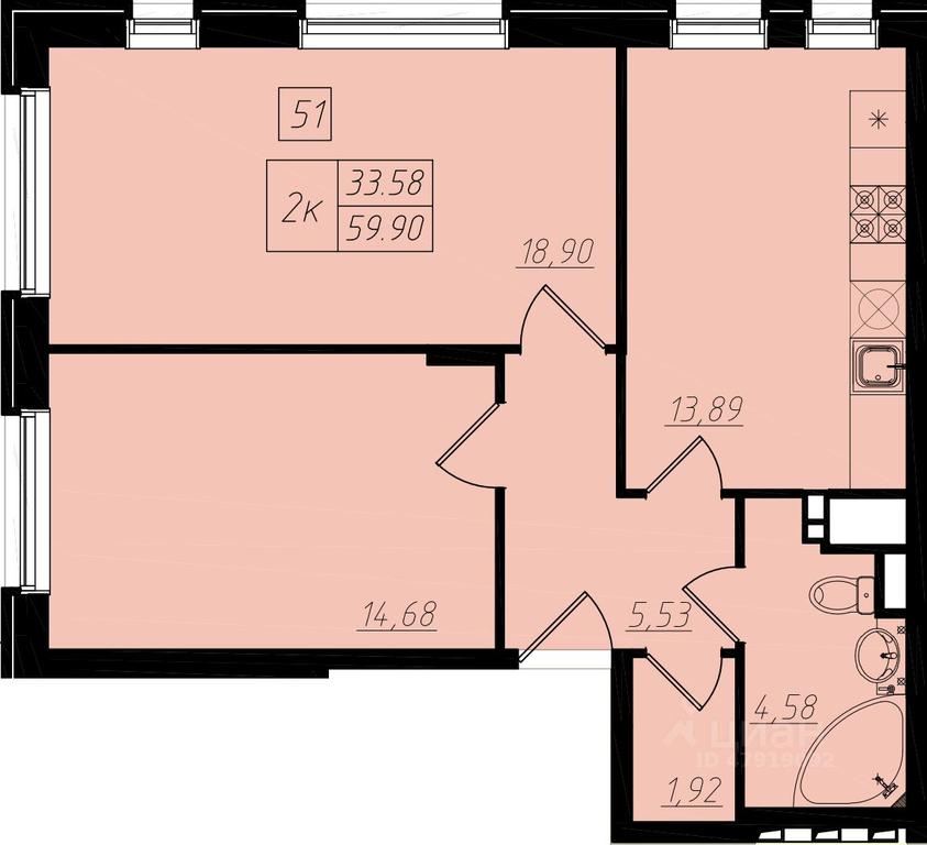 1-BD Apartment Sale, 60平方米 at Bristol, Shekspira Street, Moskovskiy Settlement, Moscow, Russia #1