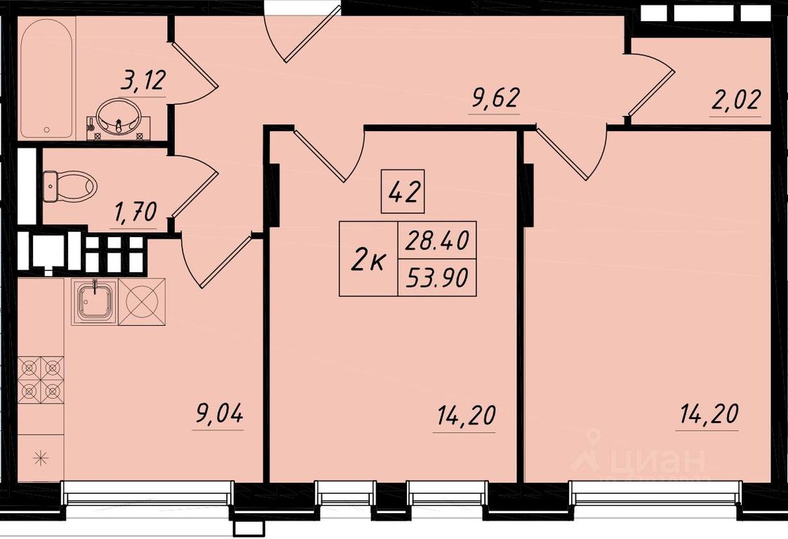 1-BD Apartment Sale, 53.7 sq. m. at Bristol, Shekspira Street, Moskovskiy Settlement, Moscow, Russia #1