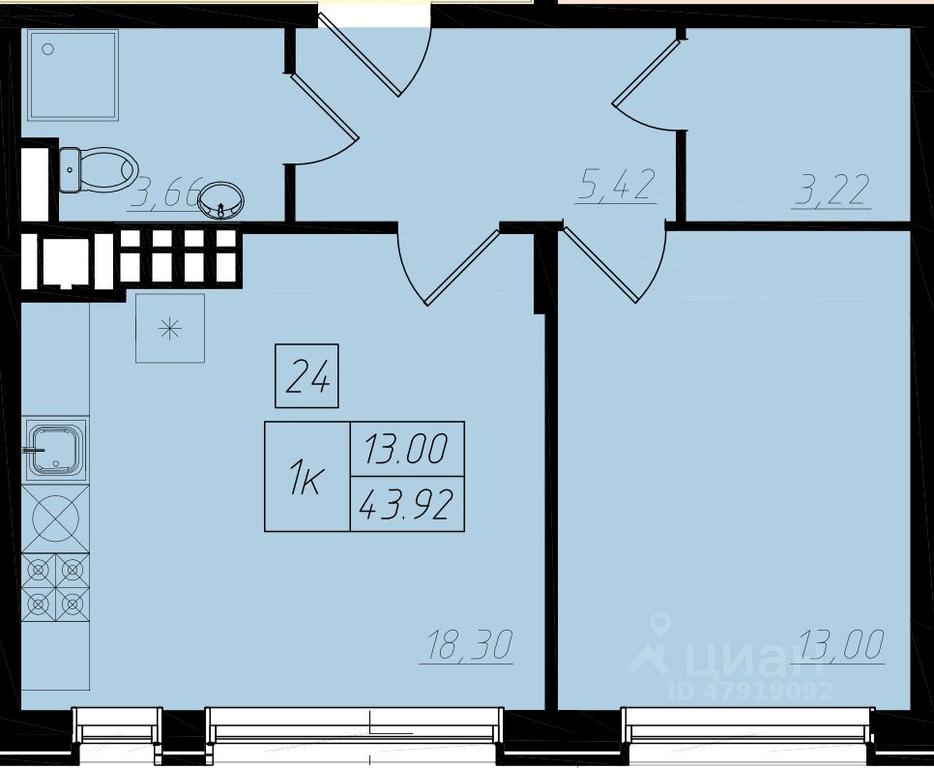 Apartment Sale, 44 sq. m. at Bristol, Shekspira Street, Moskovskiy Settlement, Moscow, Russia #1