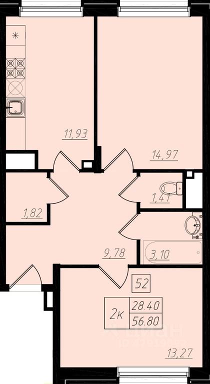 1-BD Apartment Sale, 57.1平方米 at Bristol, Shekspira Street, Moskovskiy Settlement, Moscow, Russia #1 1-BD Apartment Sale, 57.1平方米 at Bristol, Shekspira Street, Moskovskiy Settlement, Moscow, Russia #1