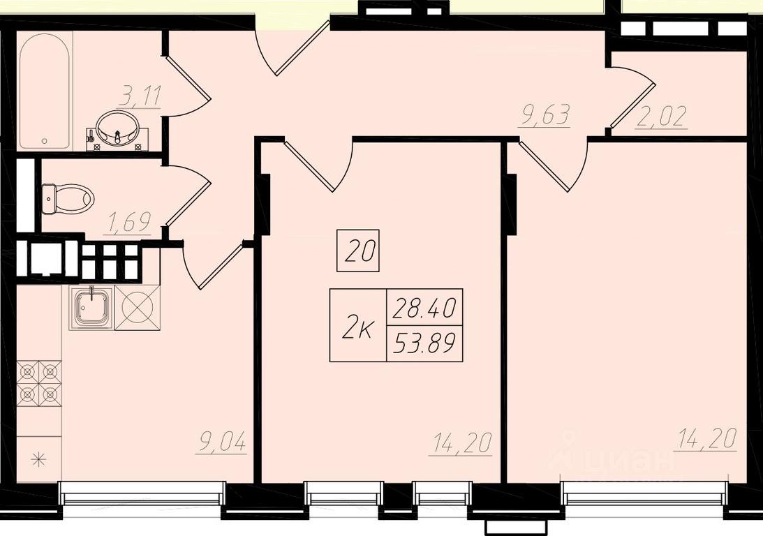1-BD Apartment Sale, 53.8平方米 at Bristol, Shekspira Street, Moskovskiy Settlement, Moscow, Russia #1