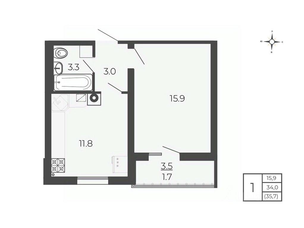 Apartment Sale, 35.7平方米 at Novy Blagodar, 2-y Shakhovskoy proyezd, Volokolamsk, Moscow Region, Russia #1