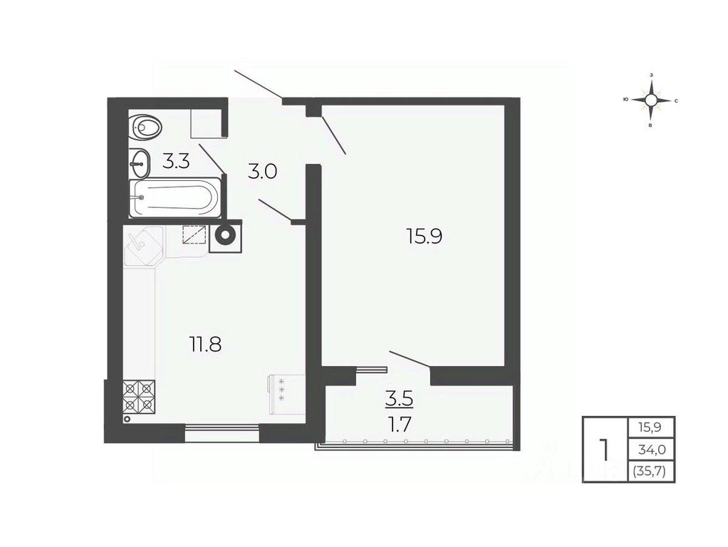 Apartment Sale, 35.7平方米 at Novy Blagodar, 2-y Shakhovskoy proyezd, Volokolamsk, Moscow Region, Russia #1
