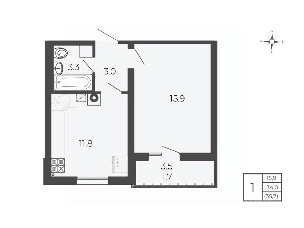 Apartment Sale, 35.7 sq. m. at Novy Blagodar, 2-y Shakhovskoy proyezd, Volokolamsk, Moscow Region, Russia #1