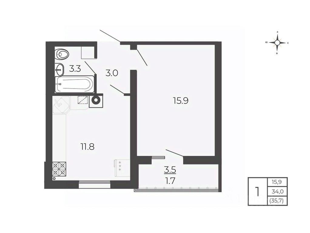 Apartment Sale, 35.7 sq. m. at Novy Blagodar, 2-y Shakhovskoy proyezd, Volokolamsk, Moscow Region, Russia #1