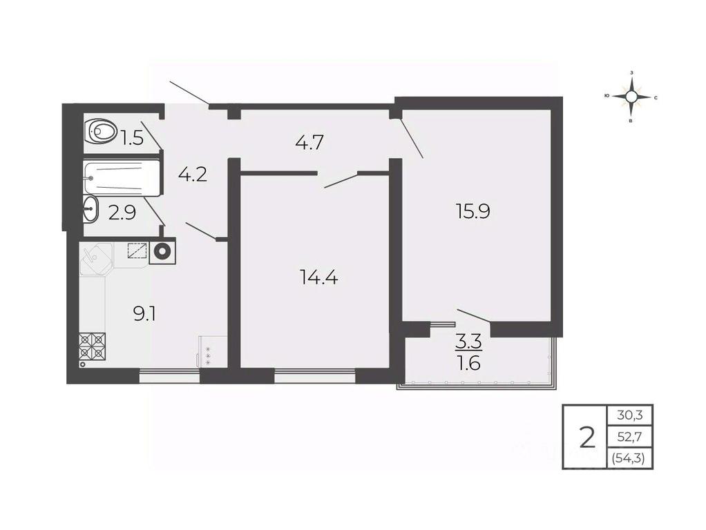 1-BD Apartment Sale, 54.3平方米 at Novy Blagodar, 2-y Shakhovskoy proyezd, Volokolamsk, Moscow Region, Russia #1