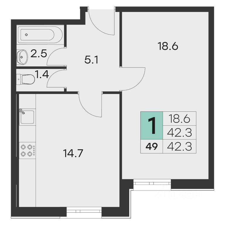 Apartment Sale, 42.3平方米 at Olimp, Mikheenko Street, Khotkovo, Sergiyevo-Posadskiy Urban District, Moscow Region, Russia #1 Apartment Sale, 42.3平方米 at Olimp, Mikheenko Street, Khotkovo, Sergiyevo-Posadskiy Urban District, Moscow Region, Russia #1