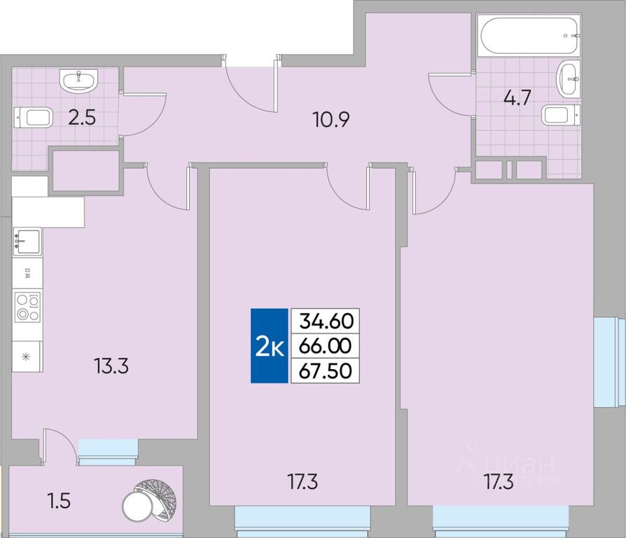 1-BD Apartment Sale, 67.5平方米 at Samotsvety mira, Mira Avenue, 22, Reutov, Moscow Region, Russia #2 1-BD Apartment Sale, 67.5平方米 at Samotsvety mira, Mira Avenue, 22, Reutov, Moscow Region, Russia #2