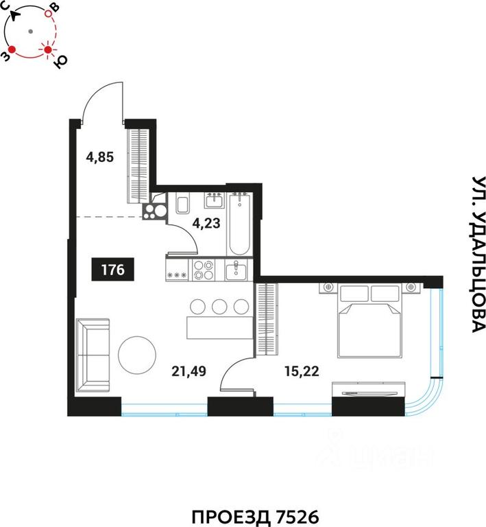 1-BD Apartment Sale, 45.79 sq. m. at Innovator, Michurinsky Avenue, Moscow, Russia #1