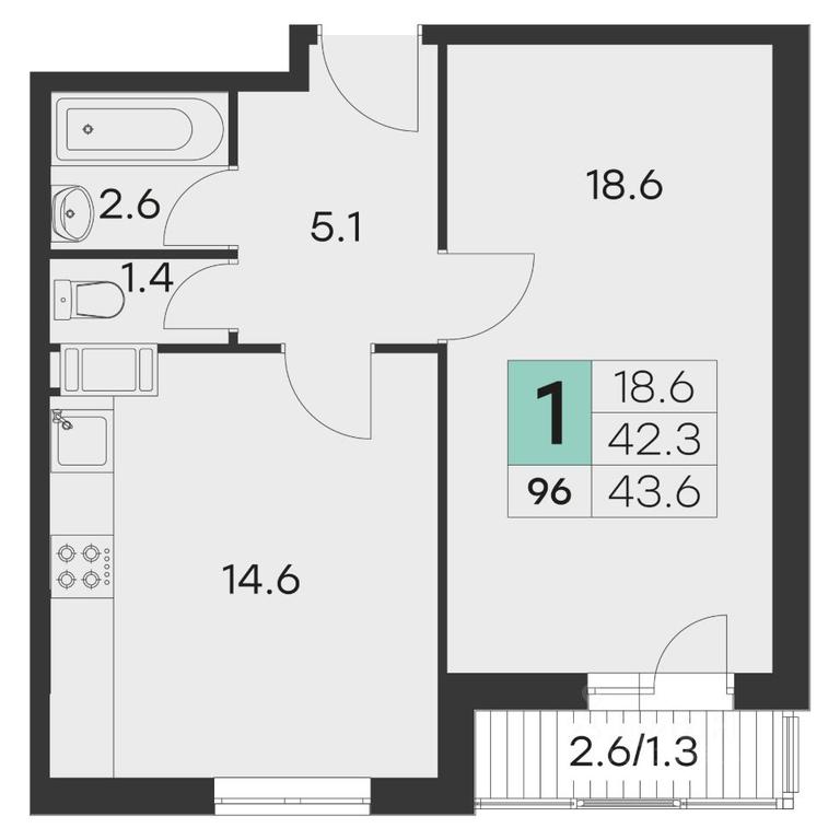 Apartment Sale, 43.6平方米 at Olimp, Mikheenko Street, Khotkovo, Sergiyevo-Posadskiy Urban District, Moscow Region, Russia #1 Apartment Sale, 43.6平方米 at Olimp, Mikheenko Street, Khotkovo, Sergiyevo-Posadskiy Urban District, Moscow Region, Russia #1