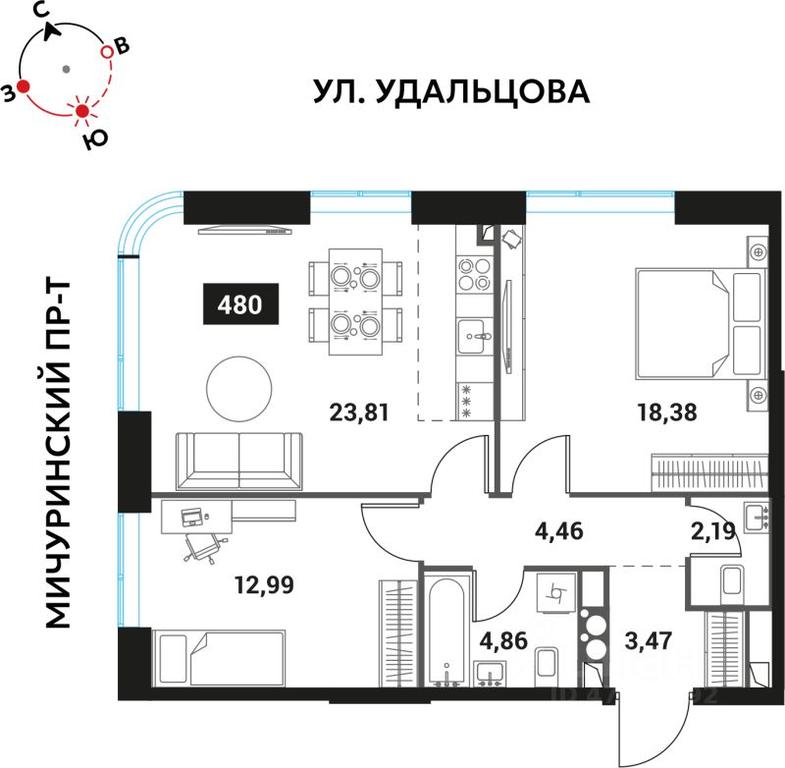 Продажа 2-комн. квартиры, 70,68 м² в ЖК «Инноватор», Мичуринский проспект, Москва, Россия #1 Продажа 2-комн. квартиры, 70,68 м² в ЖК «Инноватор», Мичуринский проспект, Москва, Россия #1