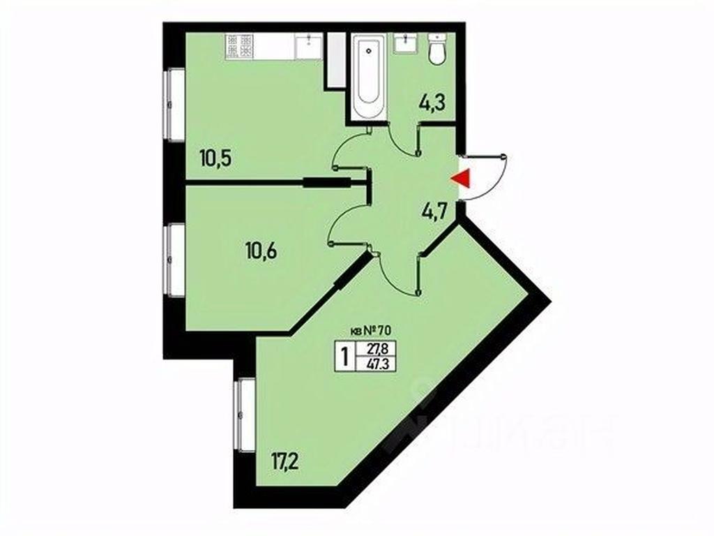 1-BD Apartment Sale, 47平方米 at Borisoglebskoe, Generala Donskova Street, Novofyodorovskoye Settlement, Moscow, Russia #1
