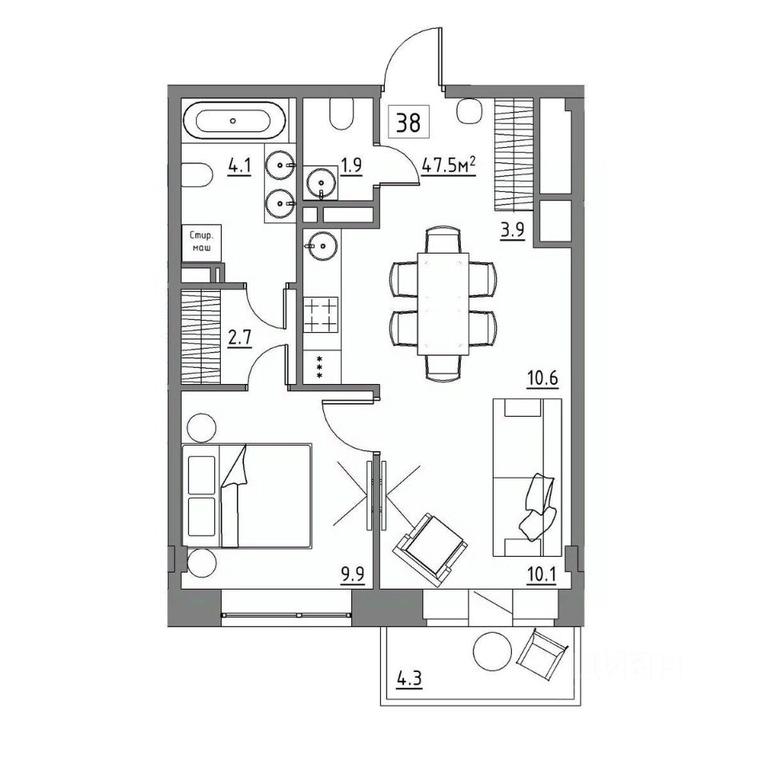 1-BD Apartment Sale, 47.5平方米 at Rezidentsiya 15, Sosnovaya ulitsa, District of Rastorguevo, Vidnoye, Leninskiy City District, Moscow Region, Russia #1 1-BD Apartment Sale, 47.5平方米 at Rezidentsiya 15, Sosnovaya ulitsa, District of Rastorguevo, Vidnoye, Leninskiy City District, Moscow Region, Russia #1