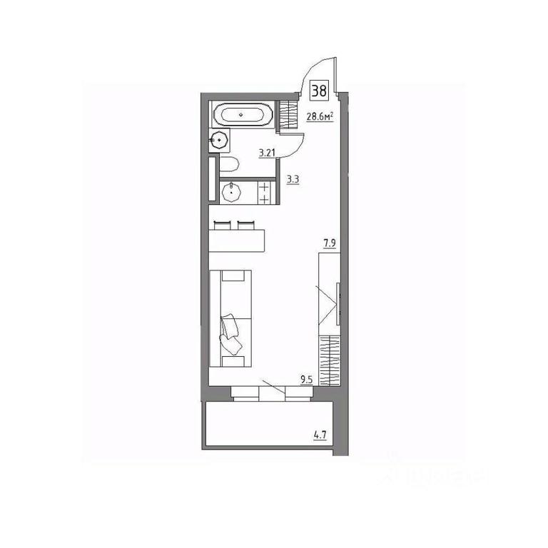 Apartment Sale, 28.6 sq. m. at Rezidentsiya 15, Sosnovaya ulitsa, District of Rastorguevo, Vidnoye, Leninskiy City District, Moscow Region, Russia #1