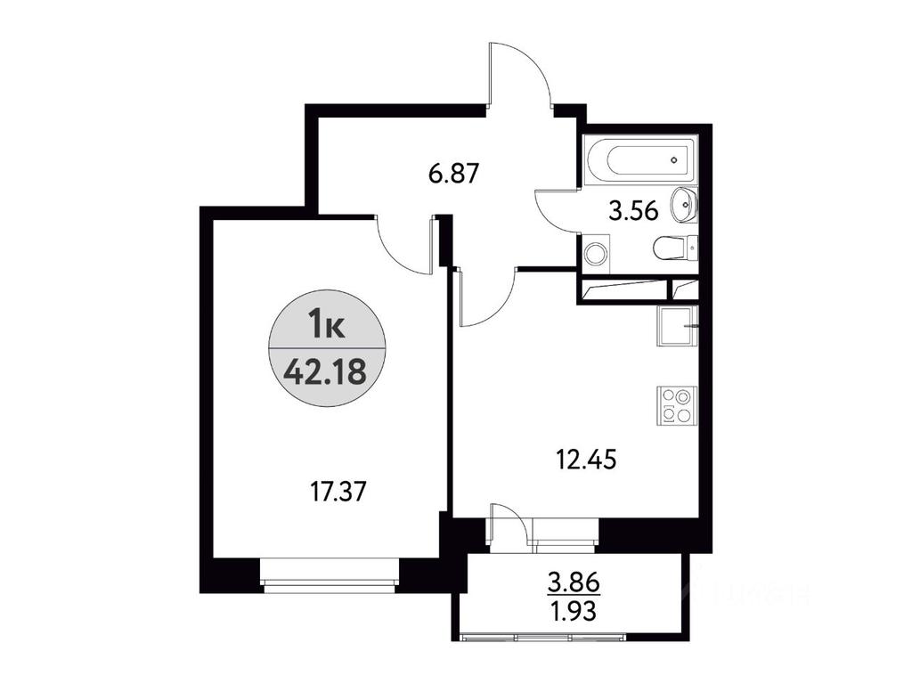 Apartment Sale, 42.18 sq. m. at Solnechnaya dolina, Fryanovskoye shosse, 64к1, Schyolkovo, Moscow Region, Russia #1