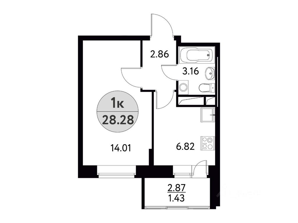 Apartment Sale, 28.28 sq. m. at Solnechnaya dolina, Fryanovskoye shosse, 64к1, Schyolkovo, Moscow Region, Russia #1