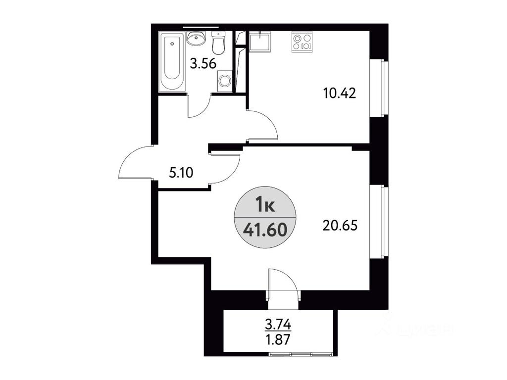 Apartment Sale, 41.6 sq. m. at Solnechnaya dolina, Fryanovskoye shosse, 64к1, Schyolkovo, Moscow Region, Russia #1