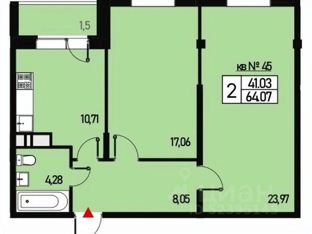 1-BD Apartment Sale, 63平方米 at Borisoglebskoe, Generala Donskova Street, Novofyodorovskoye Settlement, Moscow, Russia #1