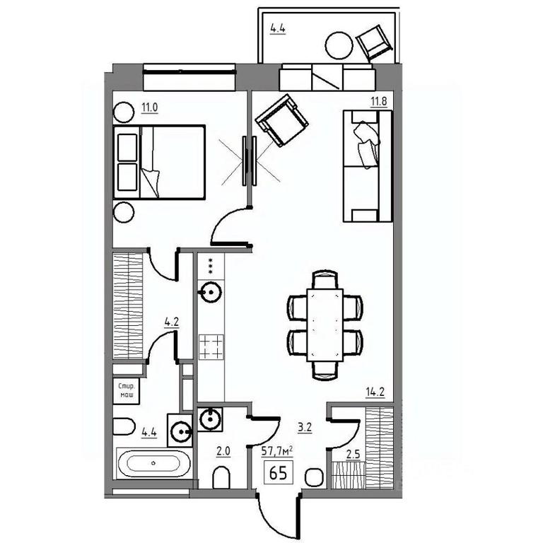 1-BD Apartment Sale, 57.7平方米 at Rezidentsiya 15, Sosnovaya ulitsa, District of Rastorguevo, Vidnoye, Leninskiy City District, Moscow Region, Russia #1 1-BD Apartment Sale, 57.7平方米 at Rezidentsiya 15, Sosnovaya ulitsa, District of Rastorguevo, Vidnoye, Leninskiy City District, Moscow Region, Russia #1