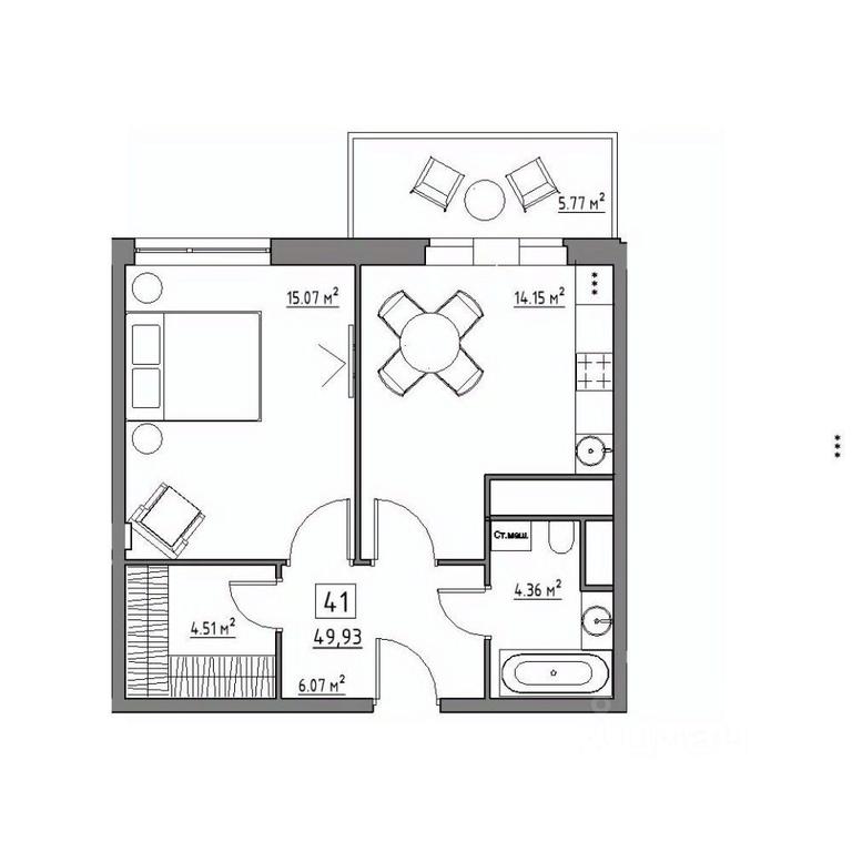1-BD Apartment Sale, 49.93平方米 at Rezidentsiya 15, Sosnovaya ulitsa, District of Rastorguevo, Vidnoye, Leninskiy City District, Moscow Region, Russia #1 1-BD Apartment Sale, 49.93平方米 at Rezidentsiya 15, Sosnovaya ulitsa, District of Rastorguevo, Vidnoye, Leninskiy City District, Moscow Region, Russia #1