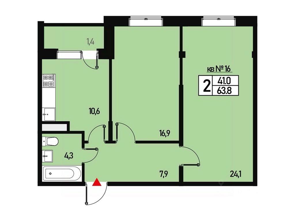 1-BD Apartment Sale, 63平方米 at Borisoglebskoe, Generala Donskova Street, Novofyodorovskoye Settlement, Moscow, Russia #1
