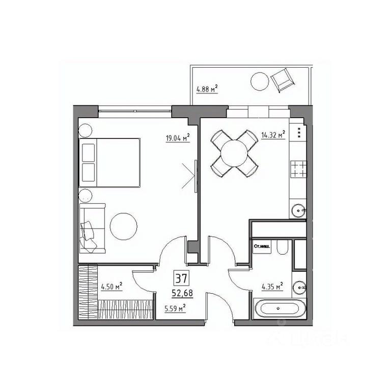 1-BD Apartment Sale, 52.68平方米 at Rezidentsiya 15, Sosnovaya ulitsa, District of Rastorguevo, Vidnoye, Leninskiy City District, Moscow Region, Russia #1 1-BD Apartment Sale, 52.68平方米 at Rezidentsiya 15, Sosnovaya ulitsa, District of Rastorguevo, Vidnoye, Leninskiy City District, Moscow Region, Russia #1