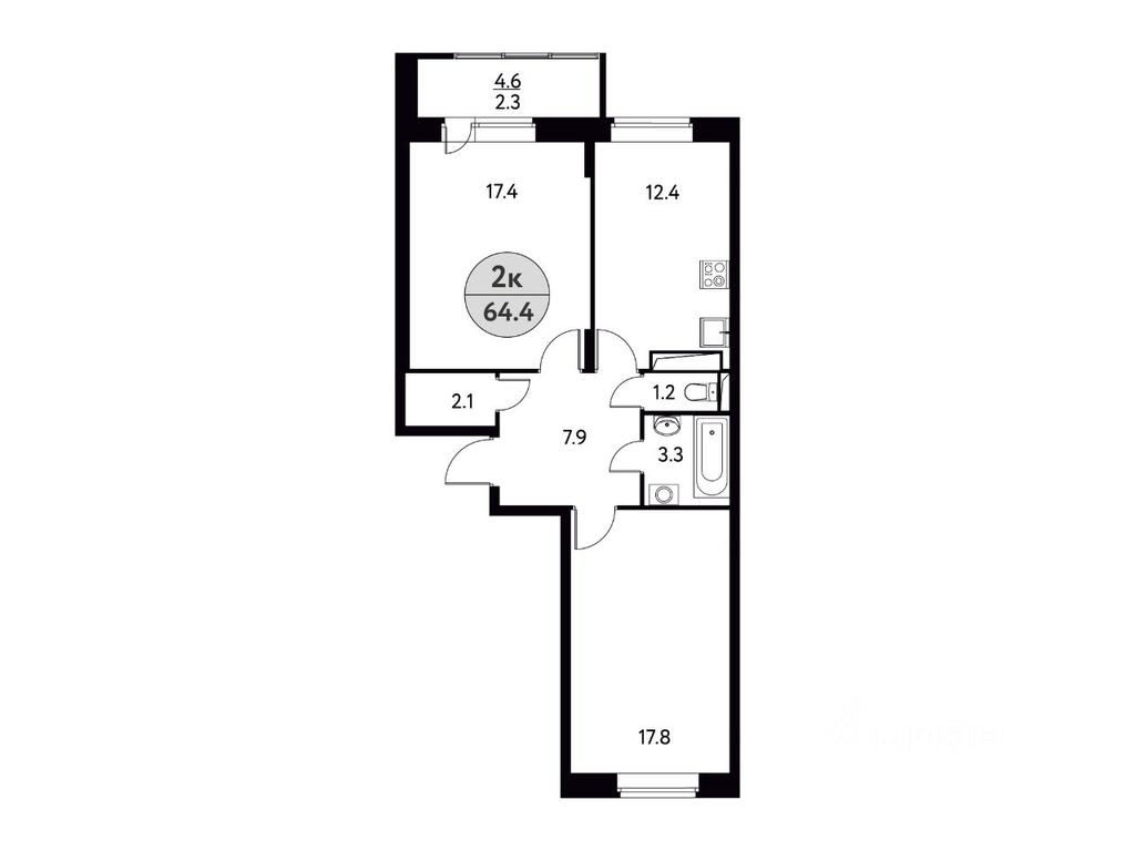 1-BD Apartment Sale, 64.4平方米 at Solnechnaya dolina, Fryanovskoye shosse, 64к1, Schyolkovo, Moscow Region, Russia #1