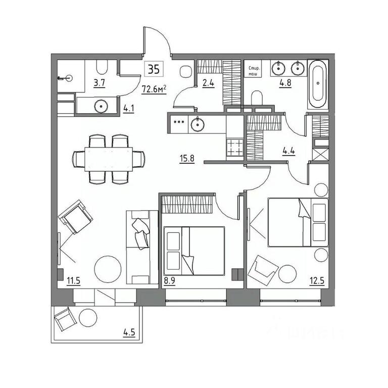 2-BD Apartment Sale, 72.6平方米 at Rezidentsiya 15, Sosnovaya ulitsa, District of Rastorguevo, Vidnoye, Leninskiy City District, Moscow Region, Russia #1 2-BD Apartment Sale, 72.6平方米 at Rezidentsiya 15, Sosnovaya ulitsa, District of Rastorguevo, Vidnoye, Leninskiy City District, Moscow Region, Russia #1