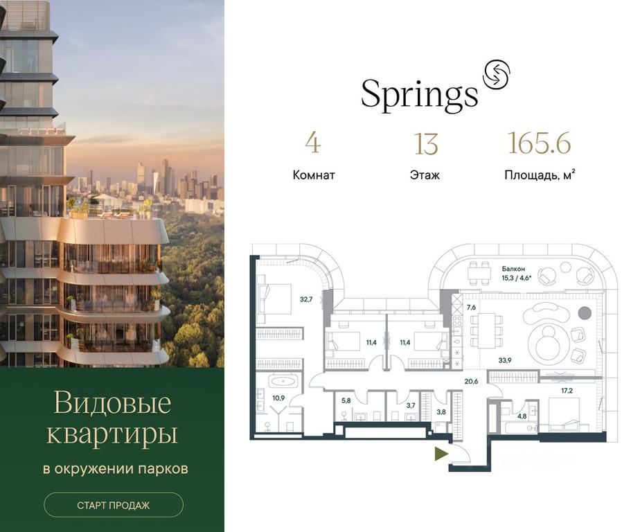 4-BD Apartment Sale, 165.6平方米 at Springs (Springs), Malaya Filyovskaya Street, 46, Moscow, Russia #1 4-BD Apartment Sale, 165.6平方米 at Springs (Springs), Malaya Filyovskaya Street, 46, Moscow, Russia #1